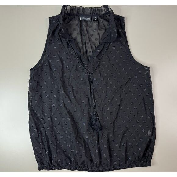 NY & Co Womens Sleeveless Sheer Top M Black Glitter Polka Dot Whimsigoth Fairy - Picture 3 of 14